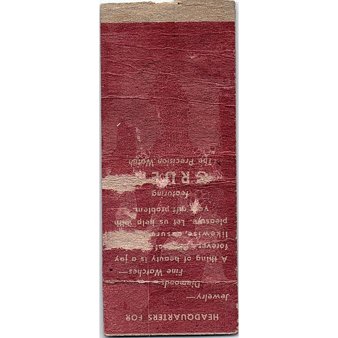 Gruen Watches S. Rosenau Jewelers Chicago Vintage Matchbook Cover SF3-Y2