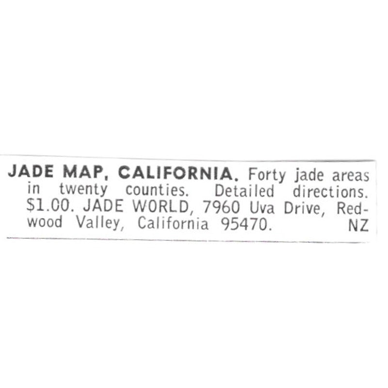 Jade World - Jade Map Redwood California 1972 Ad AF8-S8