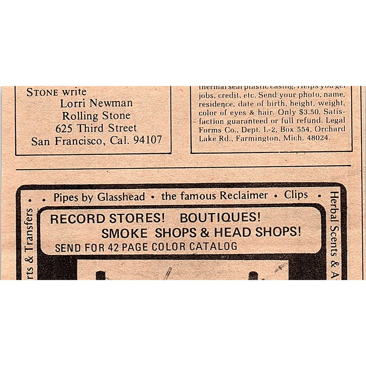 Rock T-Shirts On Top 367 7th Ave Brooklyn NY 2x4 1974 Ad AF6-M1