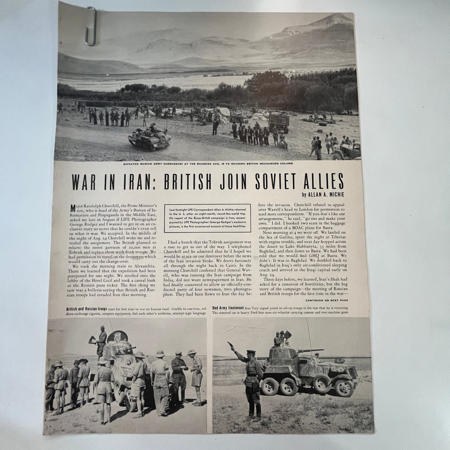 War in Iran: British Join Soviet Allies 4 Pages 1940s WWII Era Article V30-1