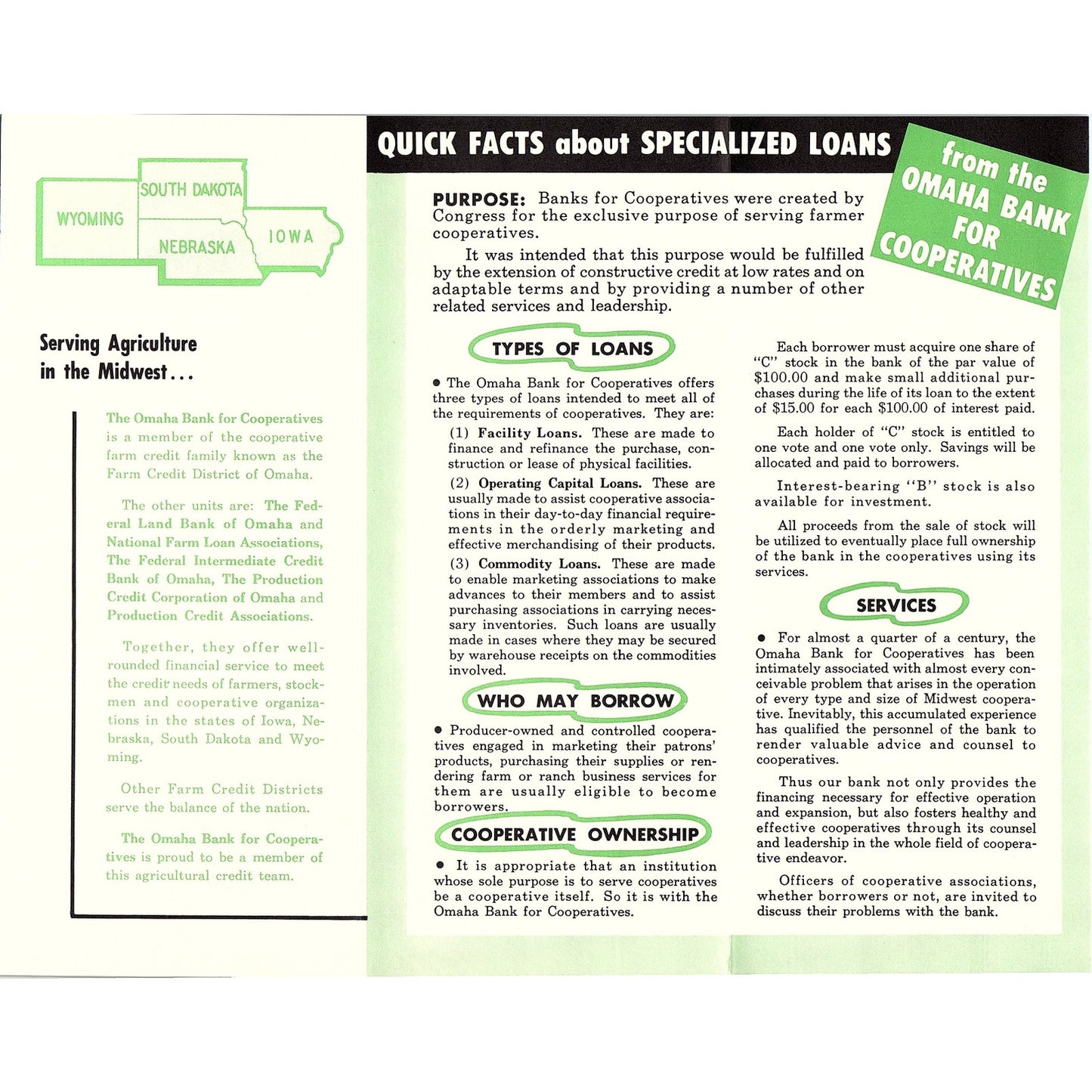 The Omaha Bank For Cooperatives Farm Credit Building NE Vintage Brochure AG5-H4