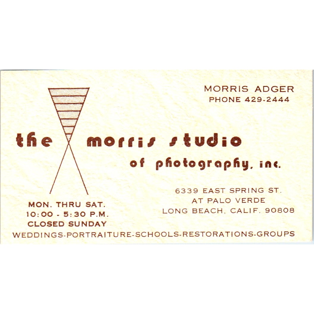 The Morris Studio of Photography Morris Adger Long Beach Business Card SD8-B17