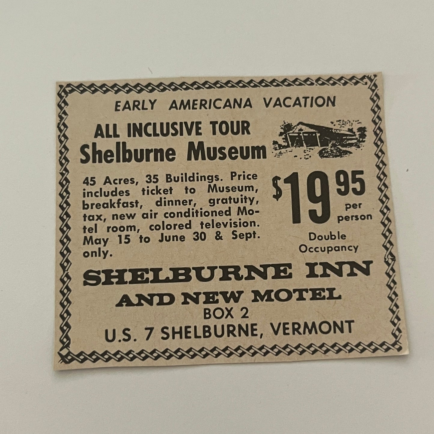 Shelburne Inn and New Motel Museum Shelburn VT 1971 Magazine Ad SAG4-S14