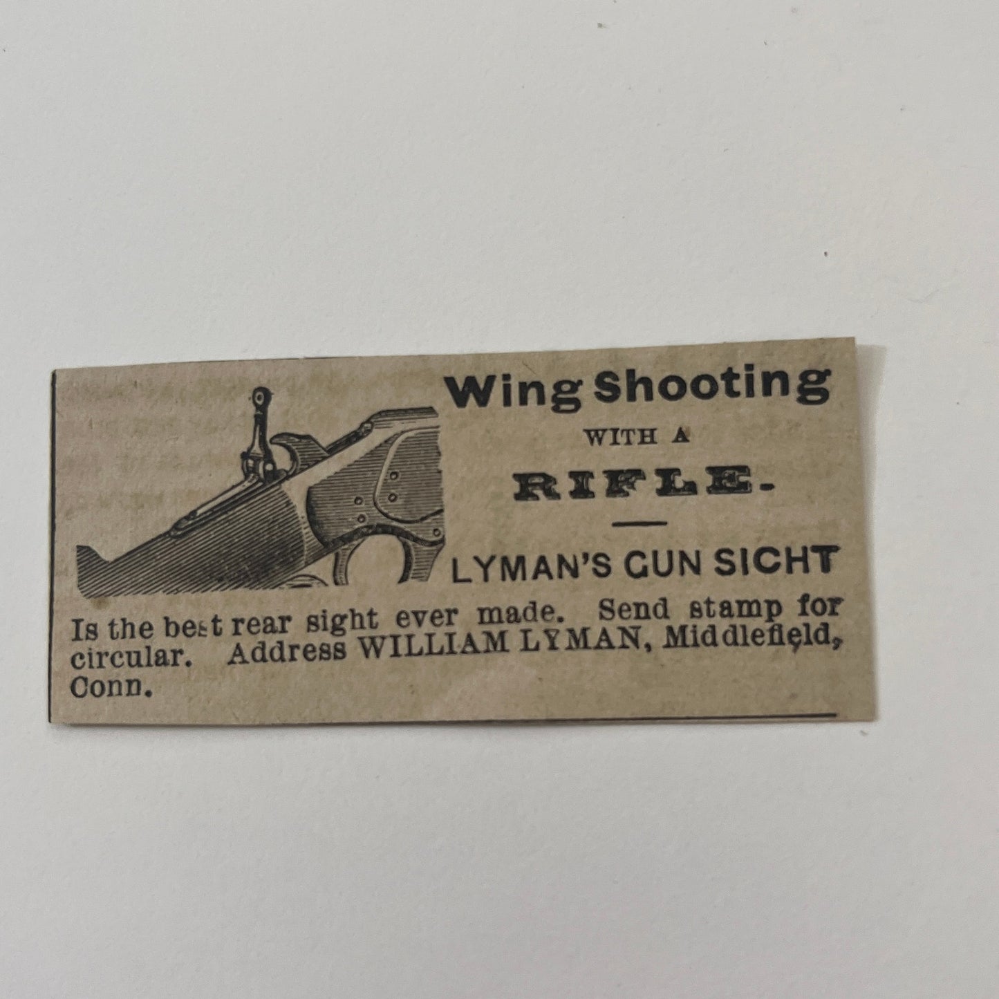 William Lyman's Gun Sight Wing Shooting Middlefield CT 1878 Ad AG2-M16