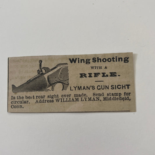William Lyman's Gun Sight Wing Shooting Middlefield CT 1878 Ad AG2-M16