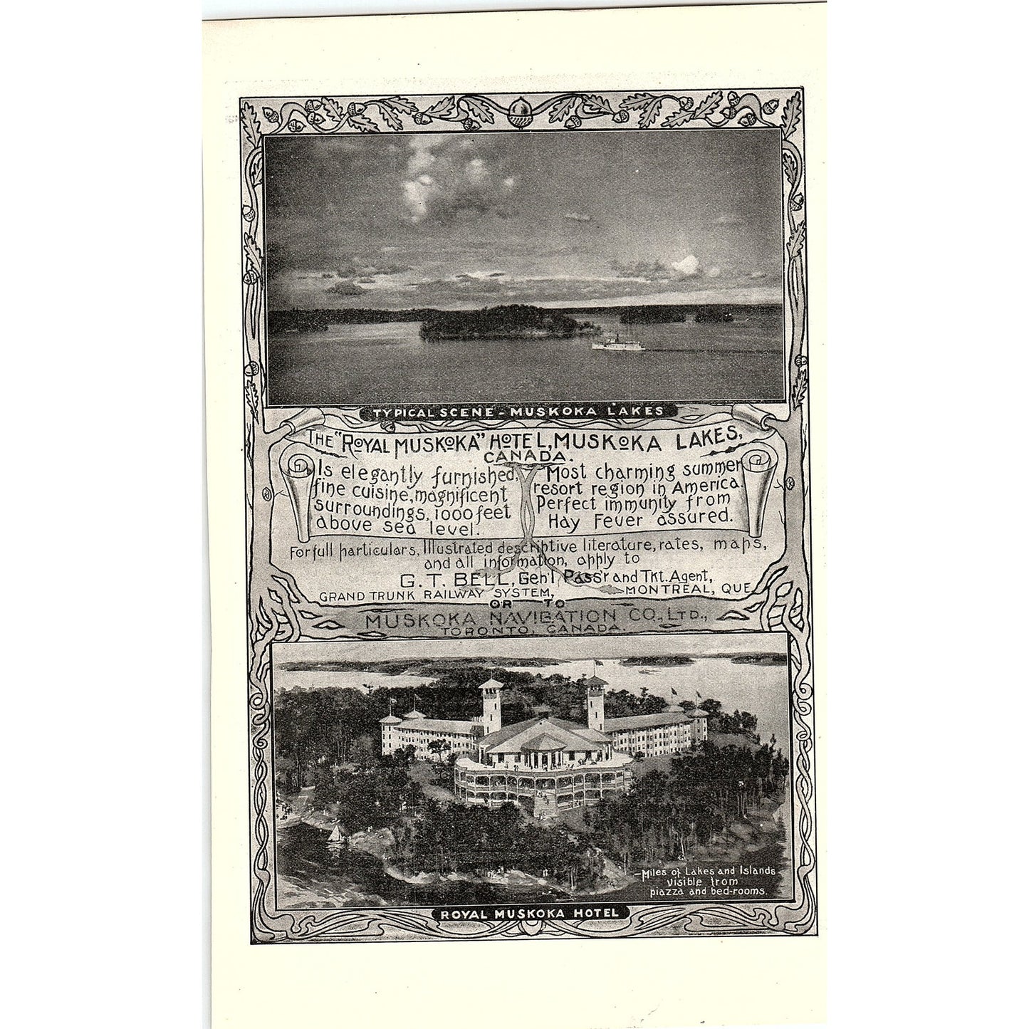 Muskoka Navigation Co Ltd G.T. Bell Toronto Canada 1903 Ad AG3-7