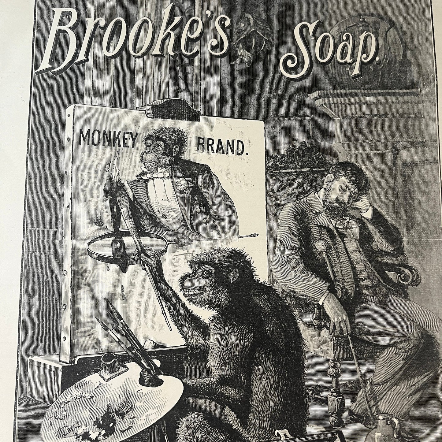 Brooke's Soap Monkey Brand - Painting Monkey The Graphic Engraving 1890 Jun V1-7