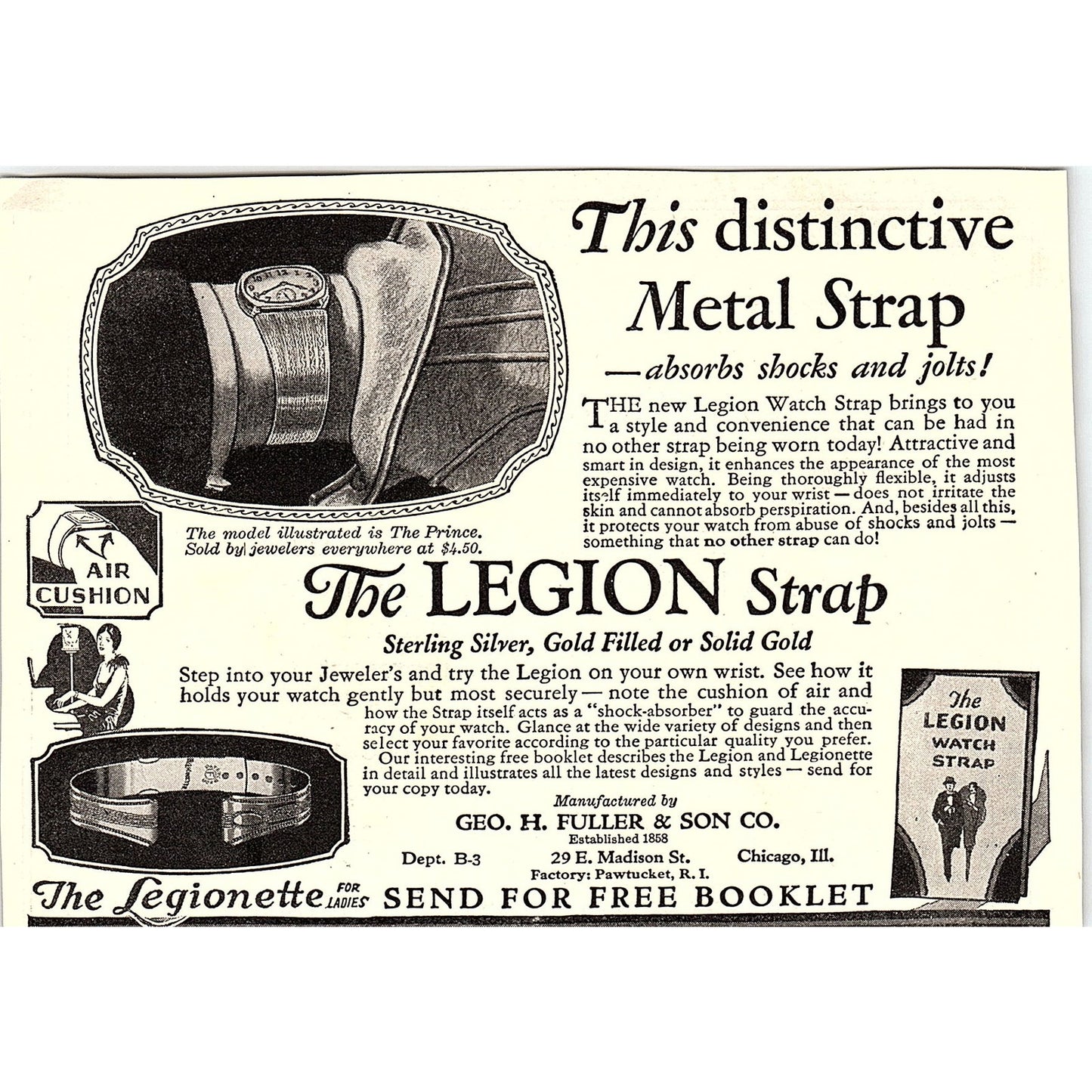 The Legion Watch Strap Geo. H. Fuller & So Co Pawtucket RI 1926 Ad AG3-7