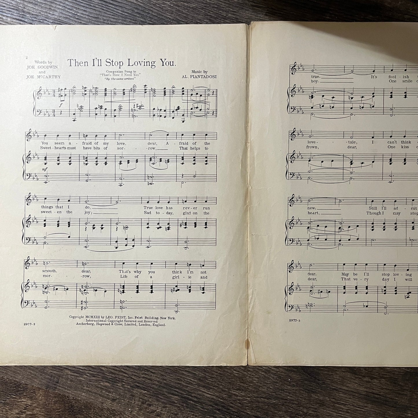 Then I'll Stop Loving You Joe Goodwin Joe McCarthy 1913 Sheet Music V13