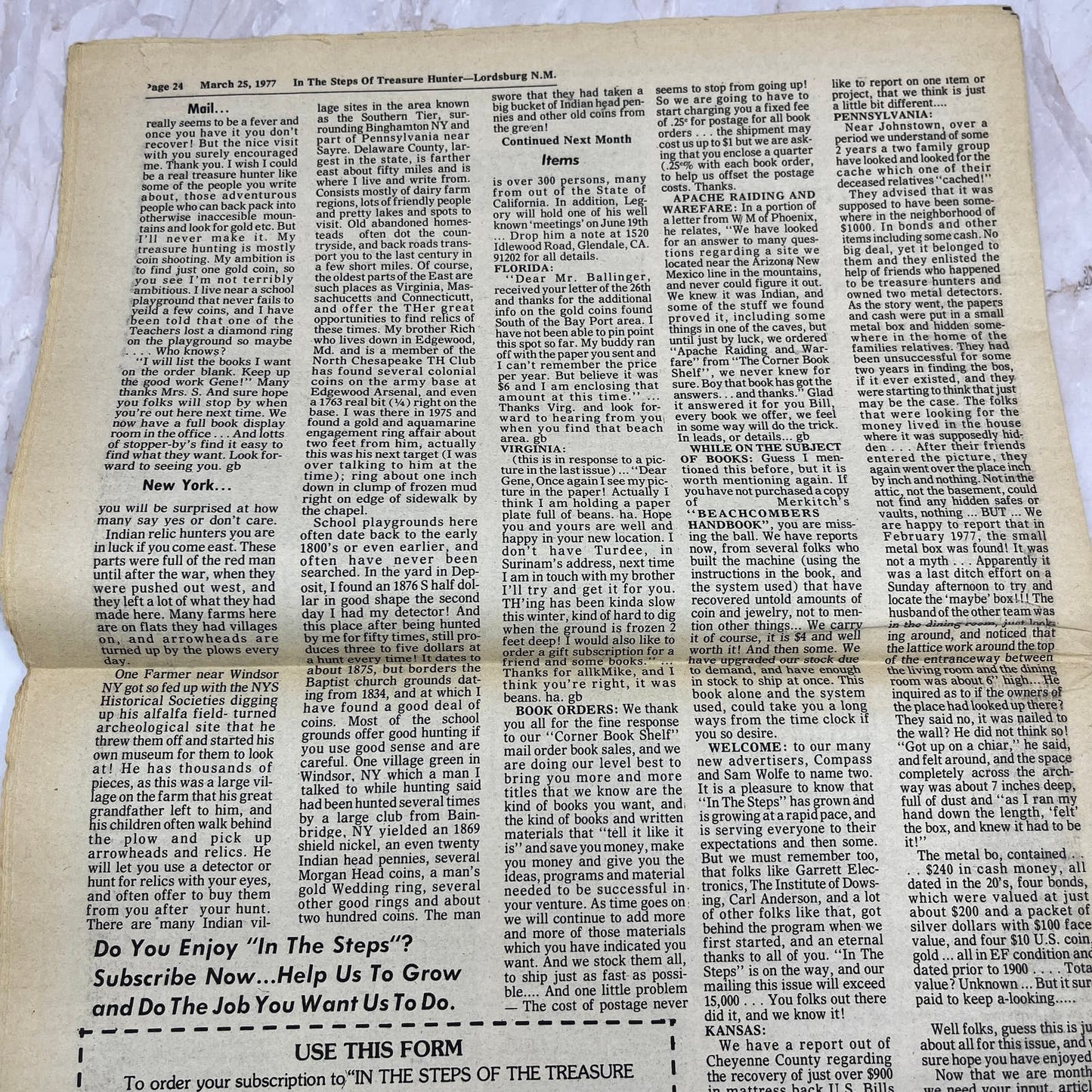 1977 March - In the Steps of the Treasure Hunter Newspaper - Lordsburg NM M11