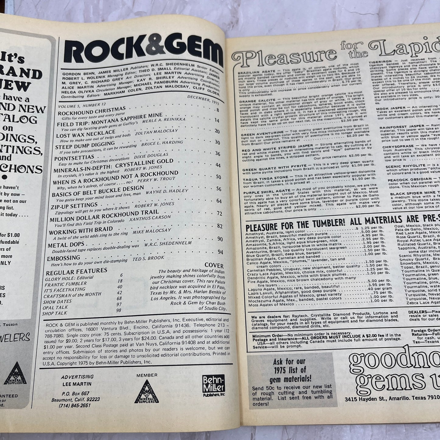 Fire Agates Rockhound Poinsettias - Rock & Gem Magazine - Dec 1975 M24