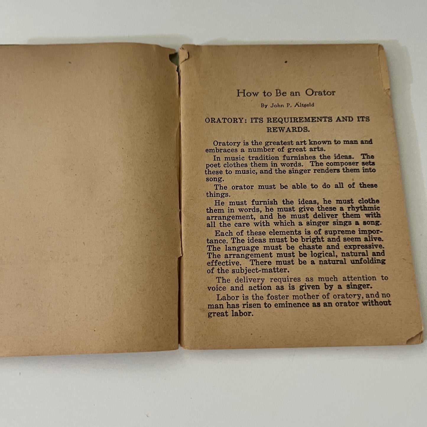 How to Be an Orator - John P. Altgeld c1920 Blue Booklet TE2-BB