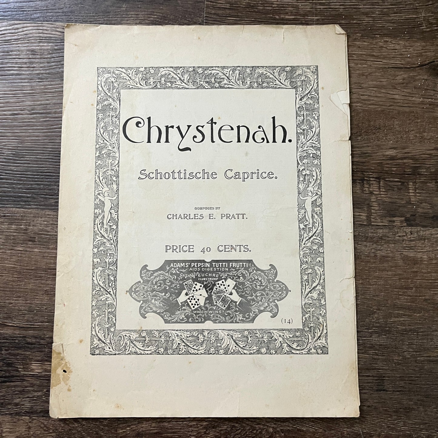 Chrystenah Schottische Caprice Charles A Pratt 1899 Sheet Music V33-4