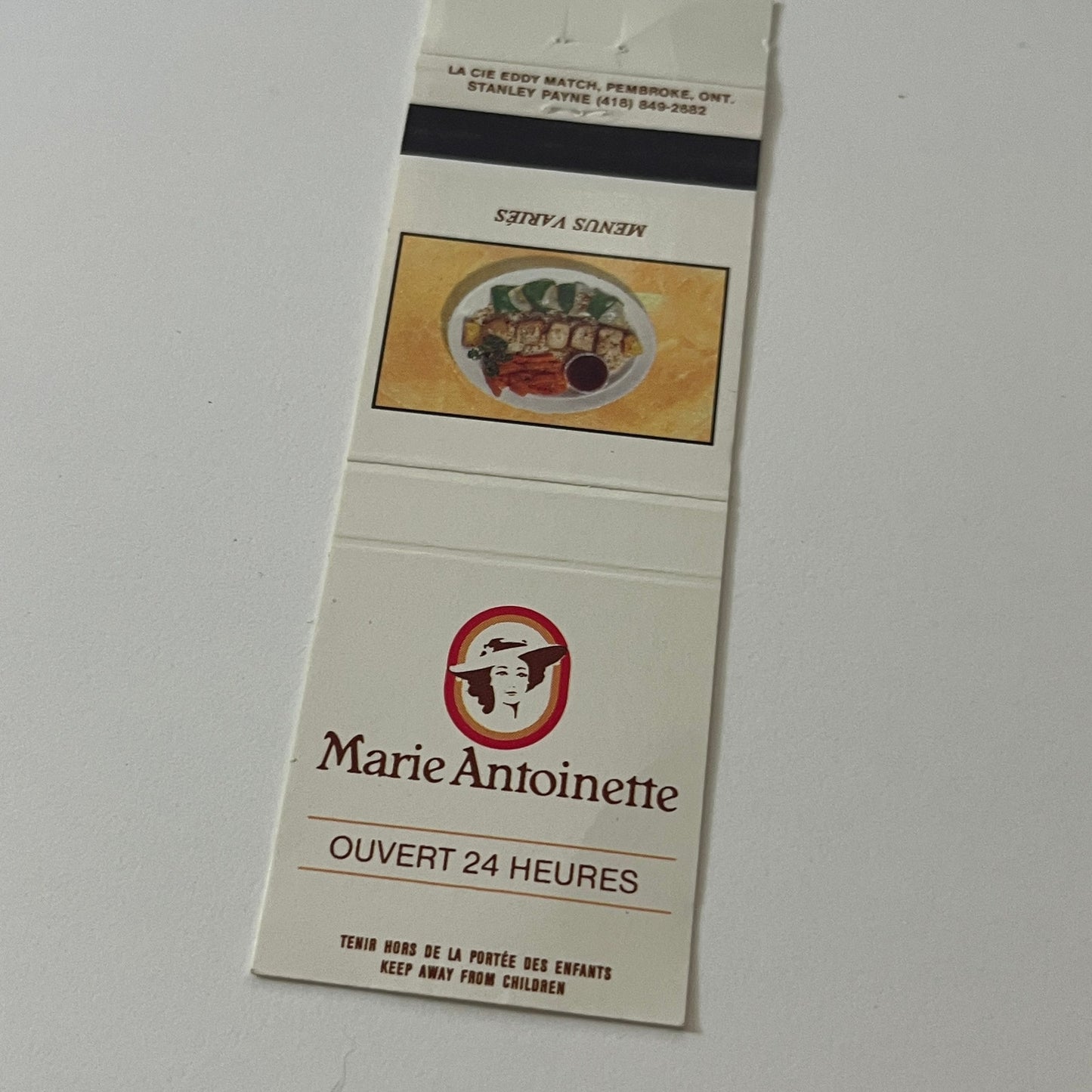 Marie Antoinette Restaurants Canada Vintage Matchbook Cover TB6-MB2-5