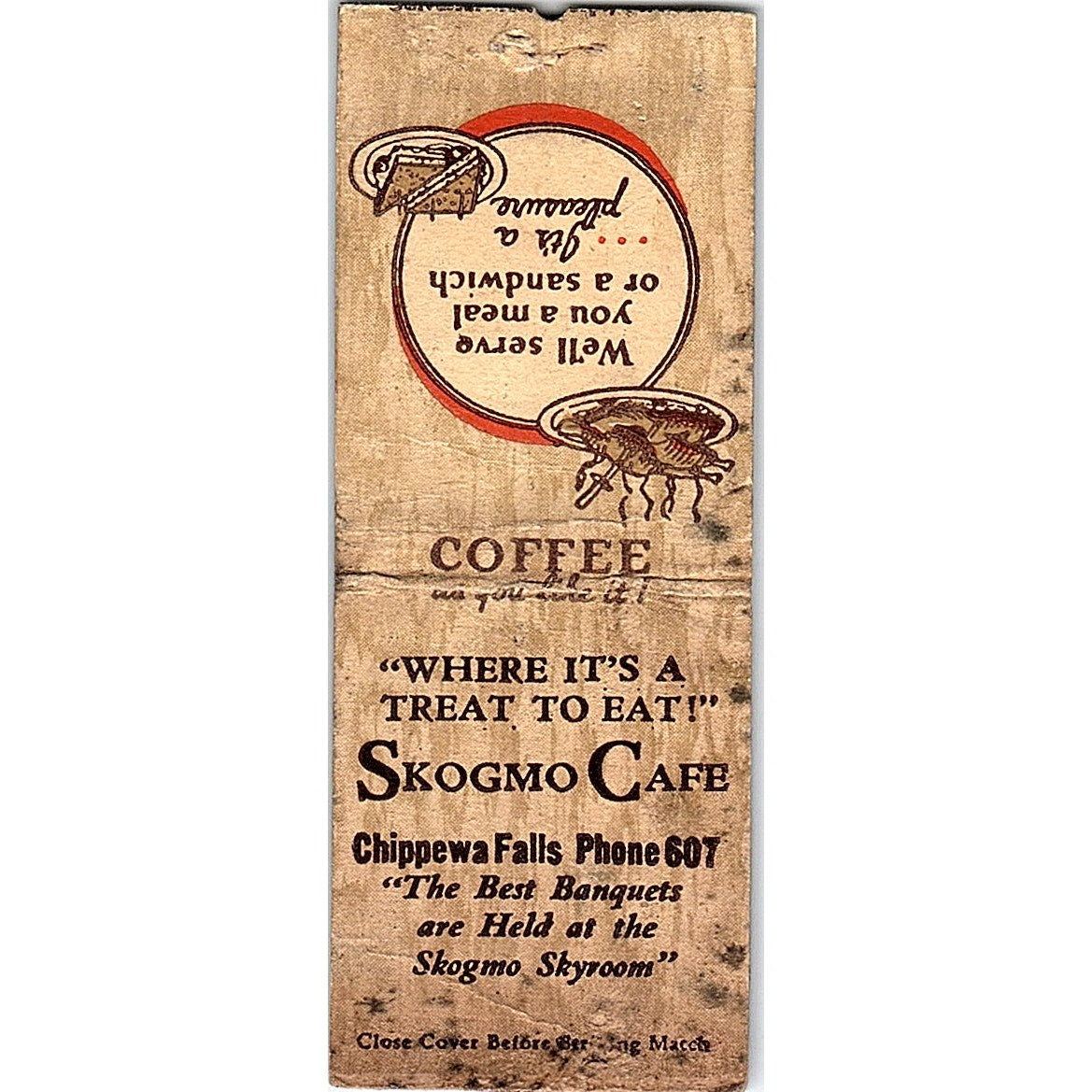 Skogmo Cafe Chippewa Falls WI Vintage Matchbook Cover SF3-Y3