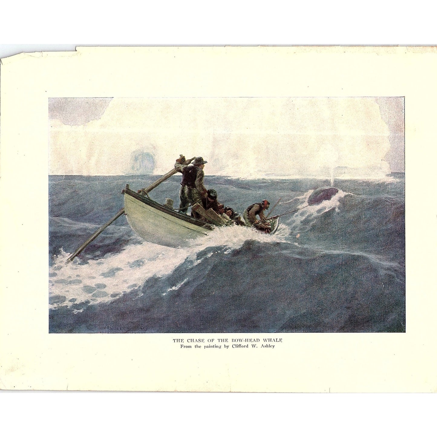 The Chase of the Bowhead Whale Clifford W Ashley Vintage Art Print 7x9 V12