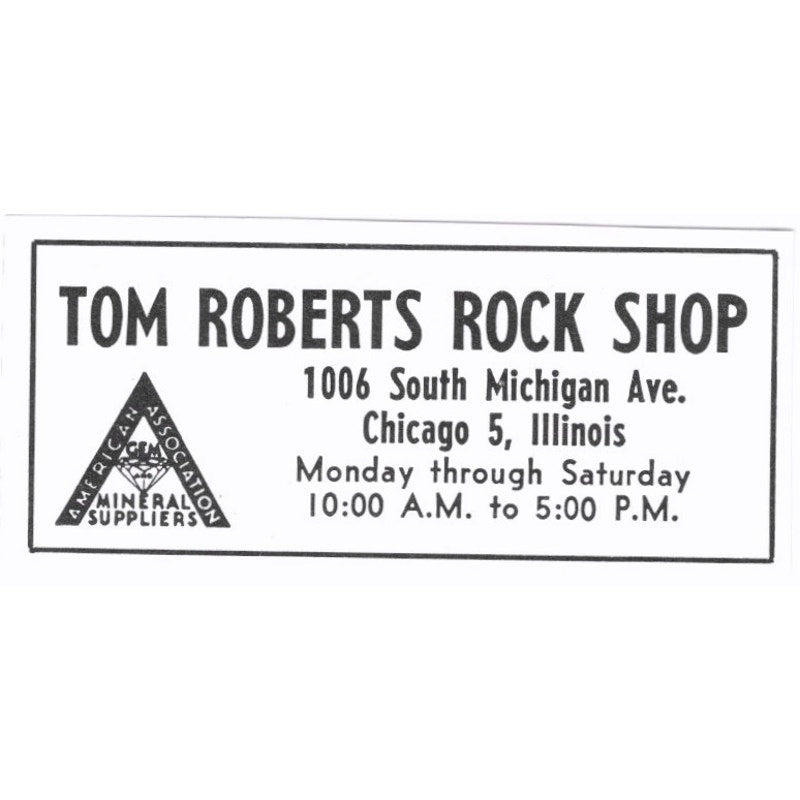 Tom Roberts Rock Shop Lapidary Chicago IL 1972 Ad AF8-S6