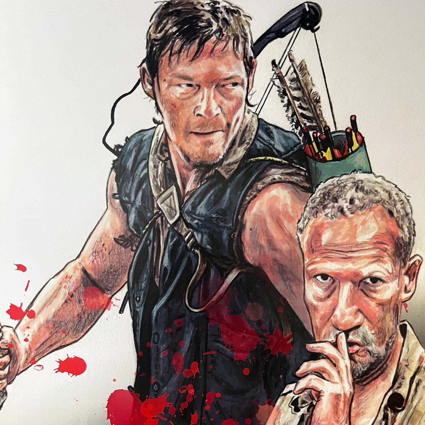 Walking Dead Daryl Dixon, Merle Dixon - Ted Dastick Jr Art Poster 11x17 V7