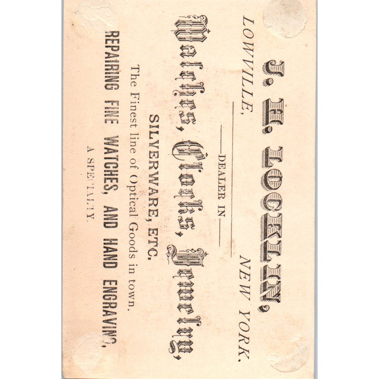 J.H. Locklin Watches Lowville NY Boy Hunting c1880 Victorian Trade Card AF1-AP8