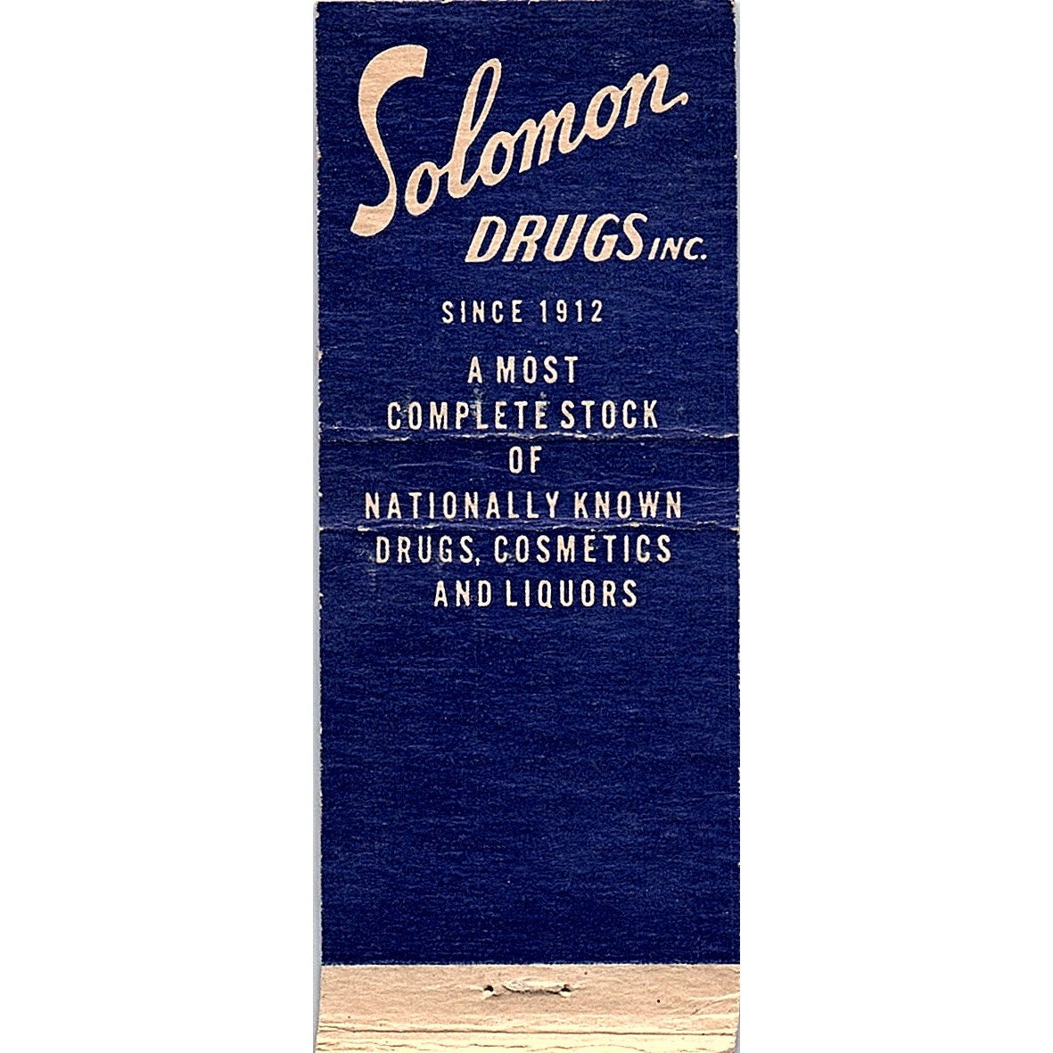 Solomon Drugs Inc Chicago Vintage Matchbook Cover SC7-Y6