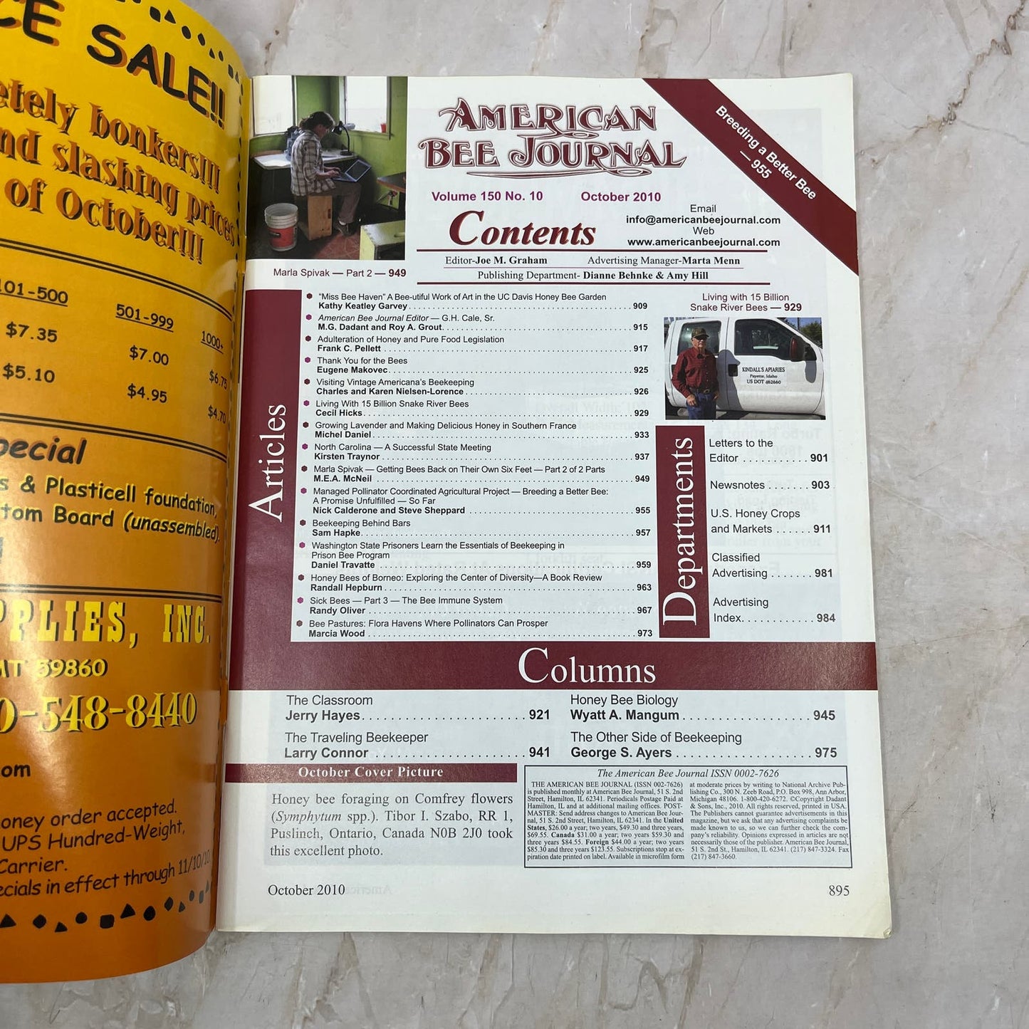 2010 Oct - American Bee Journal Magazine - Bees Beekeeping Honey M9