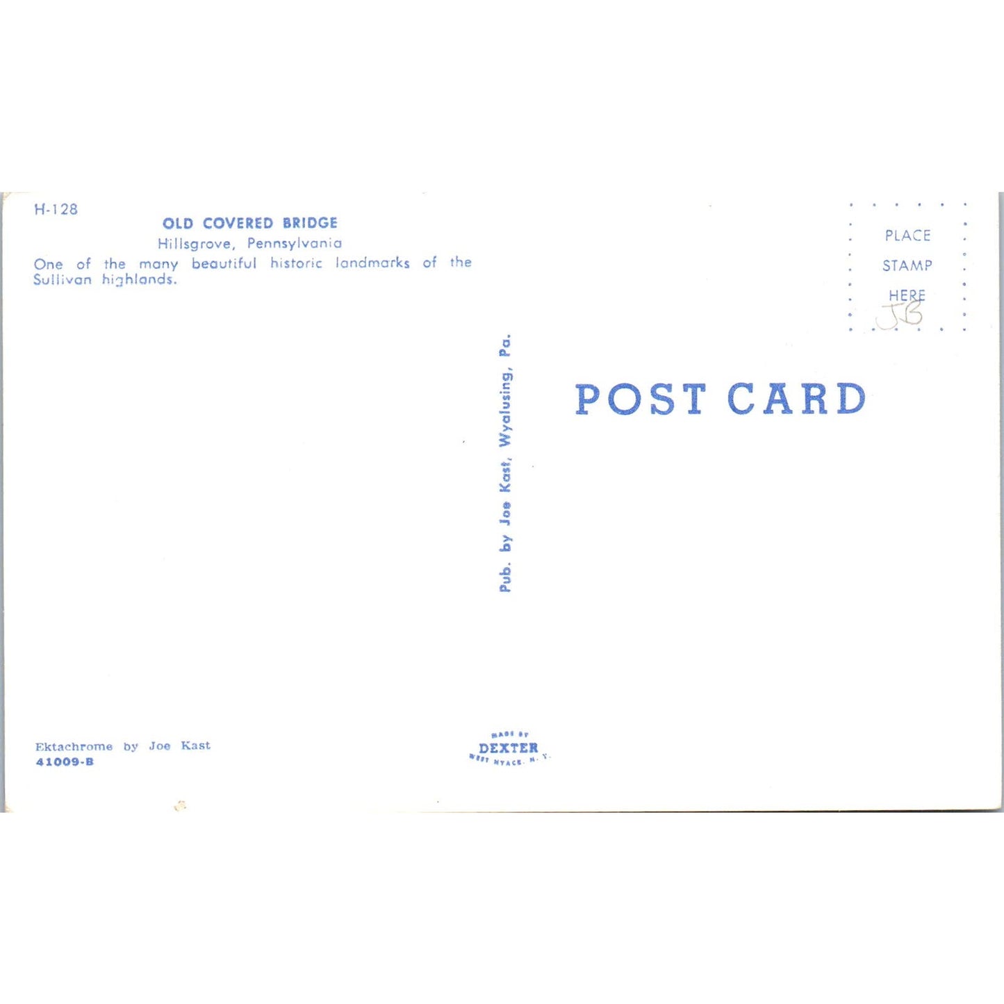 Old Covered Bridge Hillsgrove PA Vintage Covered Bridge Postcard PD3