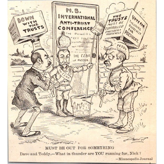 Teddy Roosevelt Trusts Charles L. Bartholomew Bart 1902 Political Cartoon AI4-4