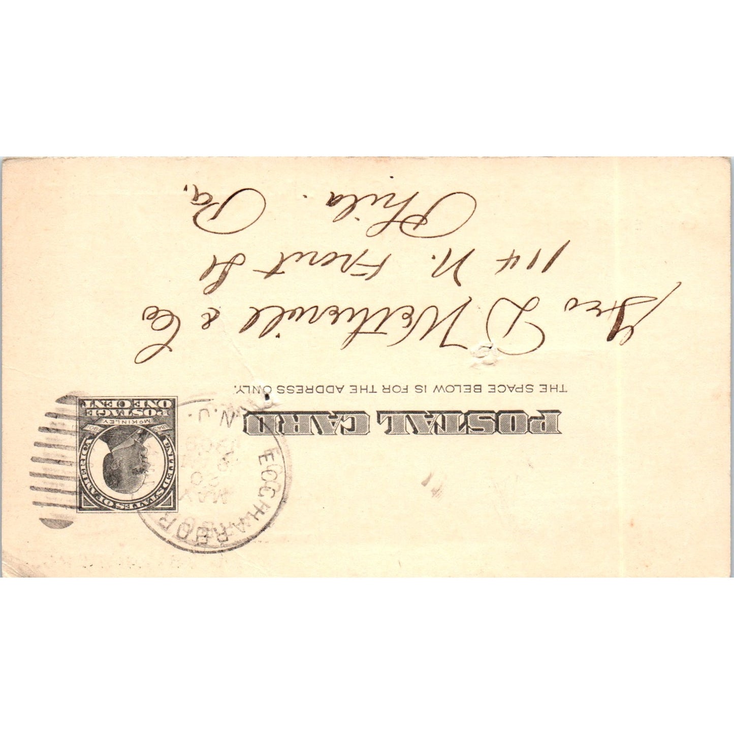 1909 Jacob Wimberg Egg Harbor City NJ Postal Mailing Card PE6