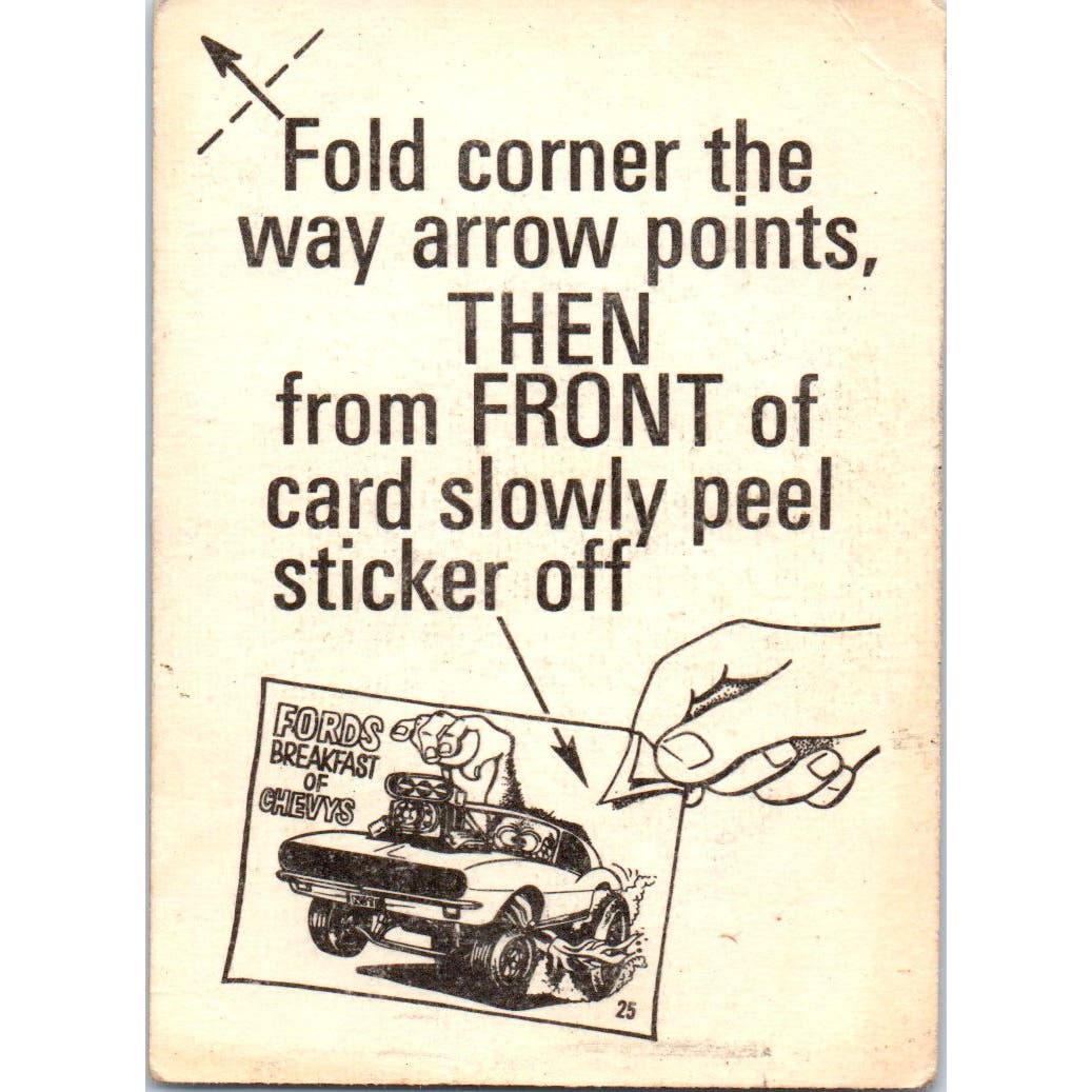 1969 Odd Rods #37 O.L.T. Out to Lunch! Donruss Sticker Card AE5