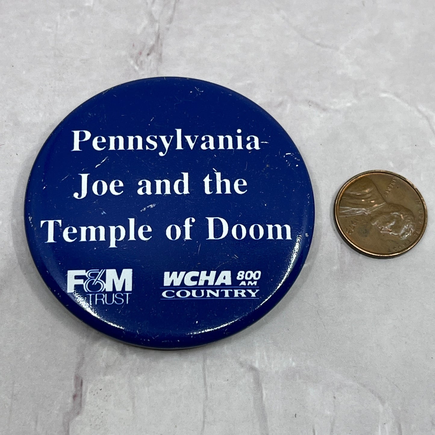 Pennsylvania Joe and Temple of Doom WCHA Country Vintage Pinback Button TC5-PB