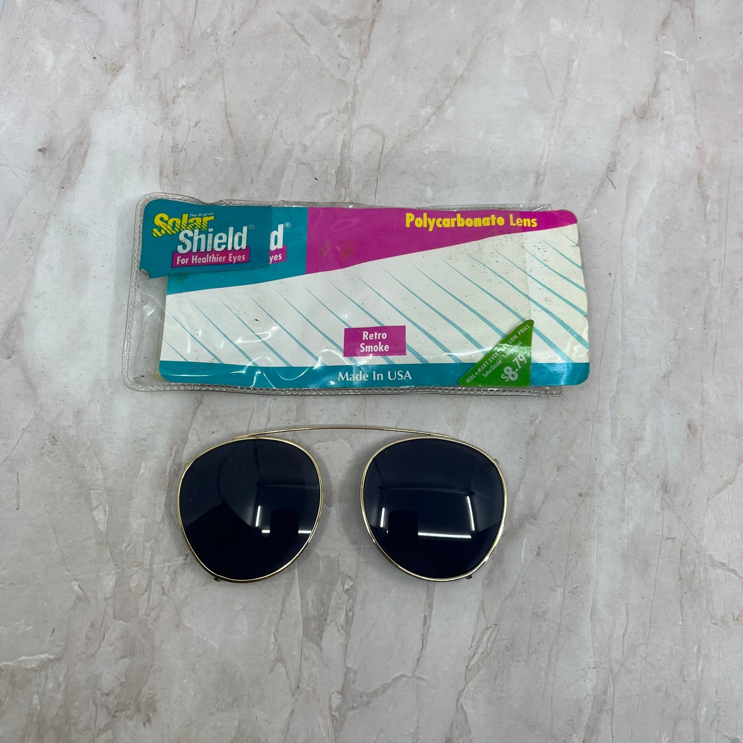 Vintage 1990s Solar Shield Clip on Sunglasses Retro Smoke USA TG7-G5-10