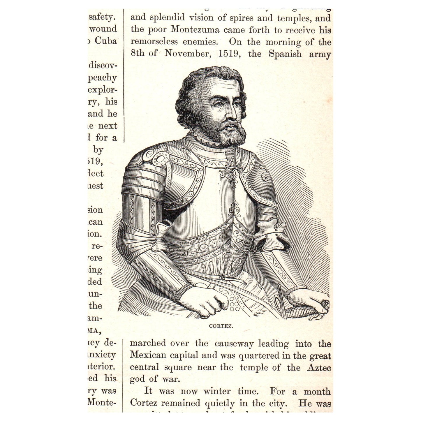 Montezuma II After an Old Copperplate 1911 Engraving Print AF5-9