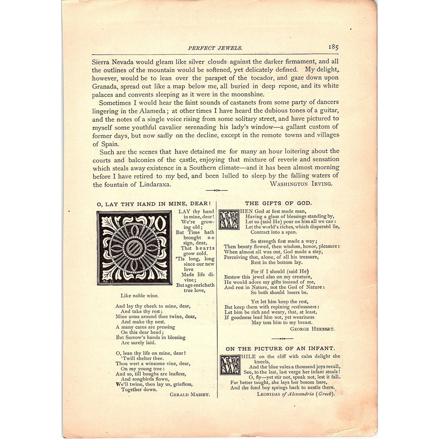 The Alhambra by Moonlight - Washington Irving 2 Pages 1884 Poem TA5-CJ-4