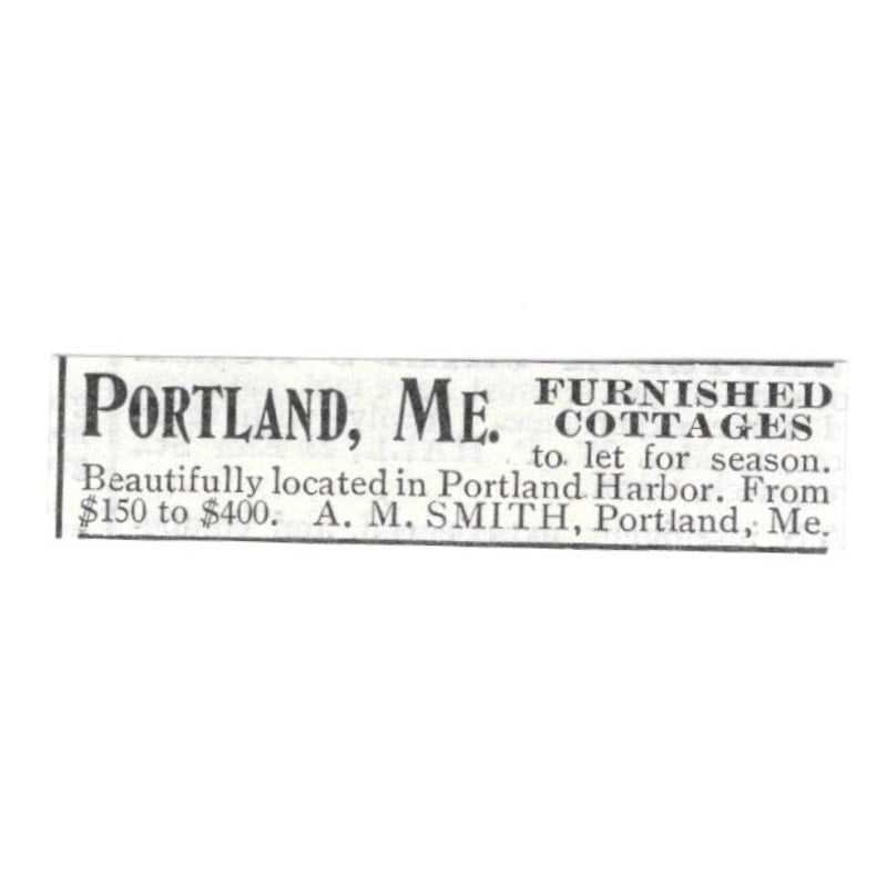 Portland ME Furnished Cottages A.M. Smith 1903 Ad AF8-S41