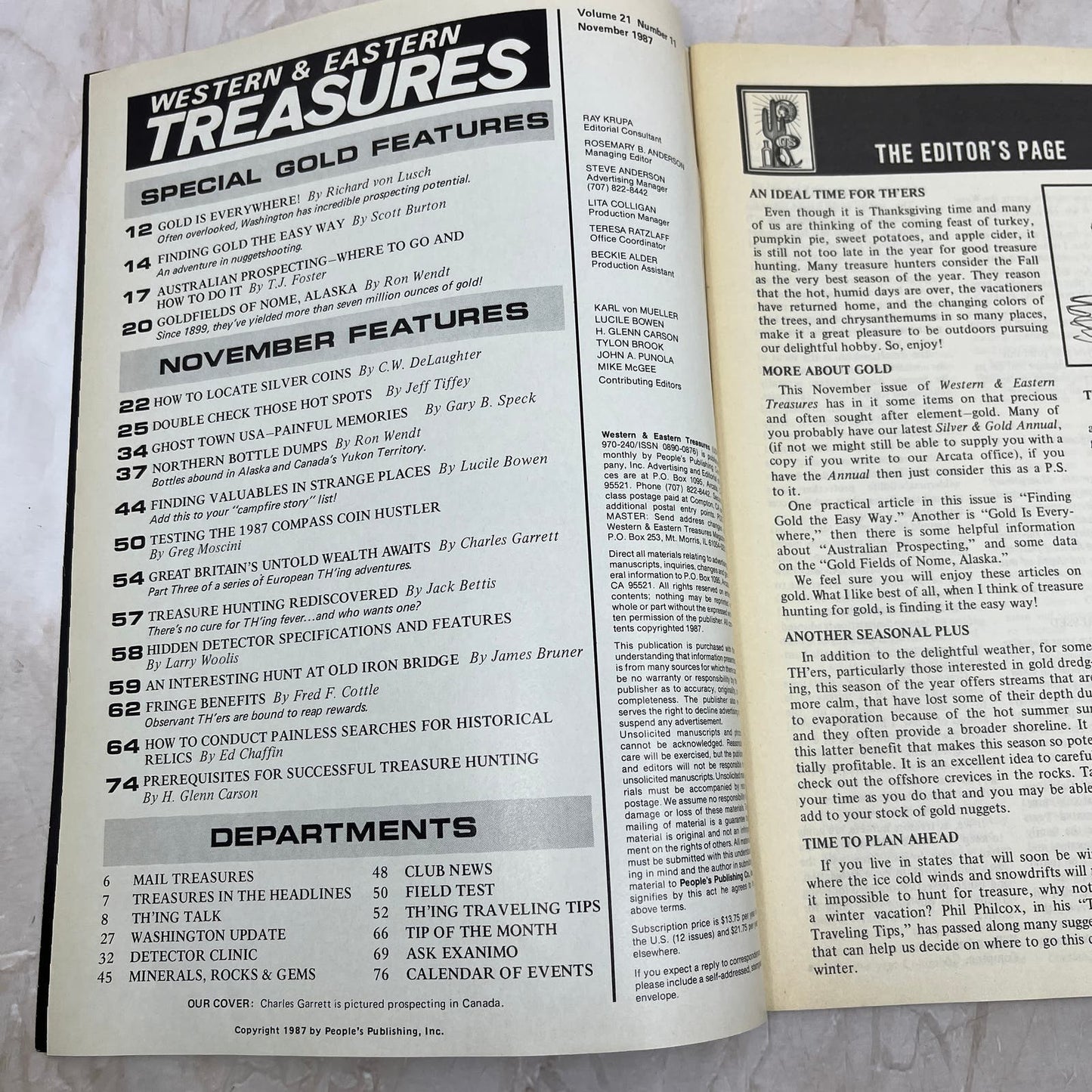 1987 Nov - Western & Eastern Treasures Magazine - Treasure Hunting Gold M12