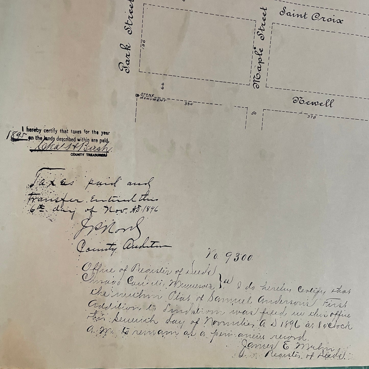Samuel Anderson's First Addition to Lindstrom Chisago County MN Vtg Plat Map RM1