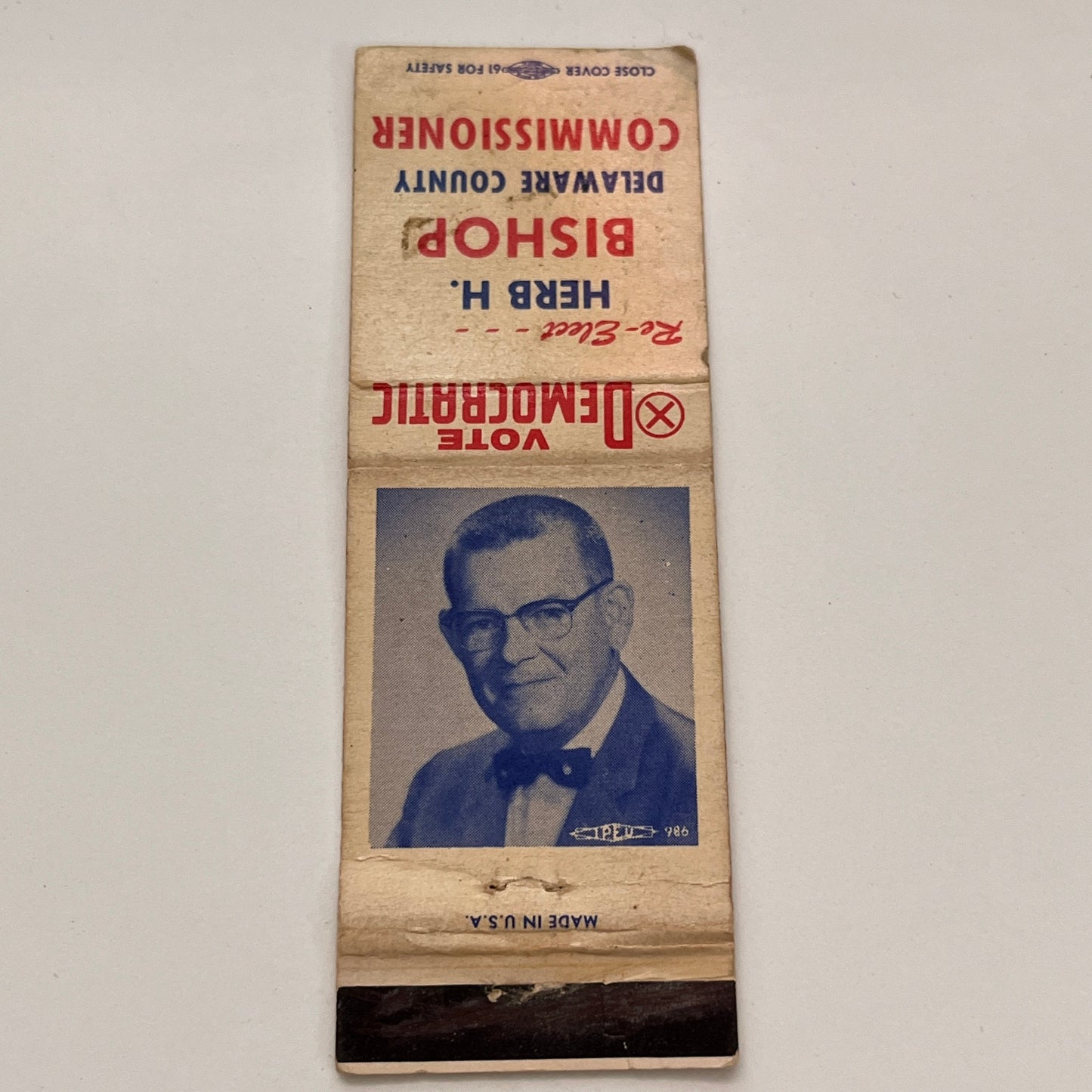 Vote Herb H Bishop Delaware County Commissioner Democrat Matchbook TB6-MB2-15