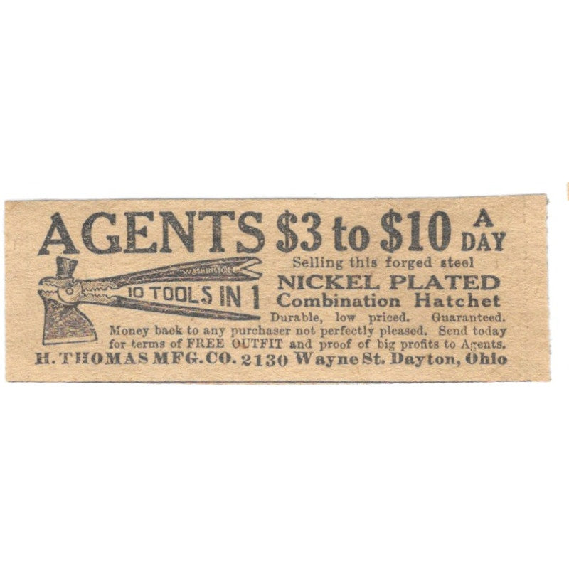 Agents Wanted H. Thomas Mfg Co Dayton OH 1910 Magazine Ad AF1-SS7