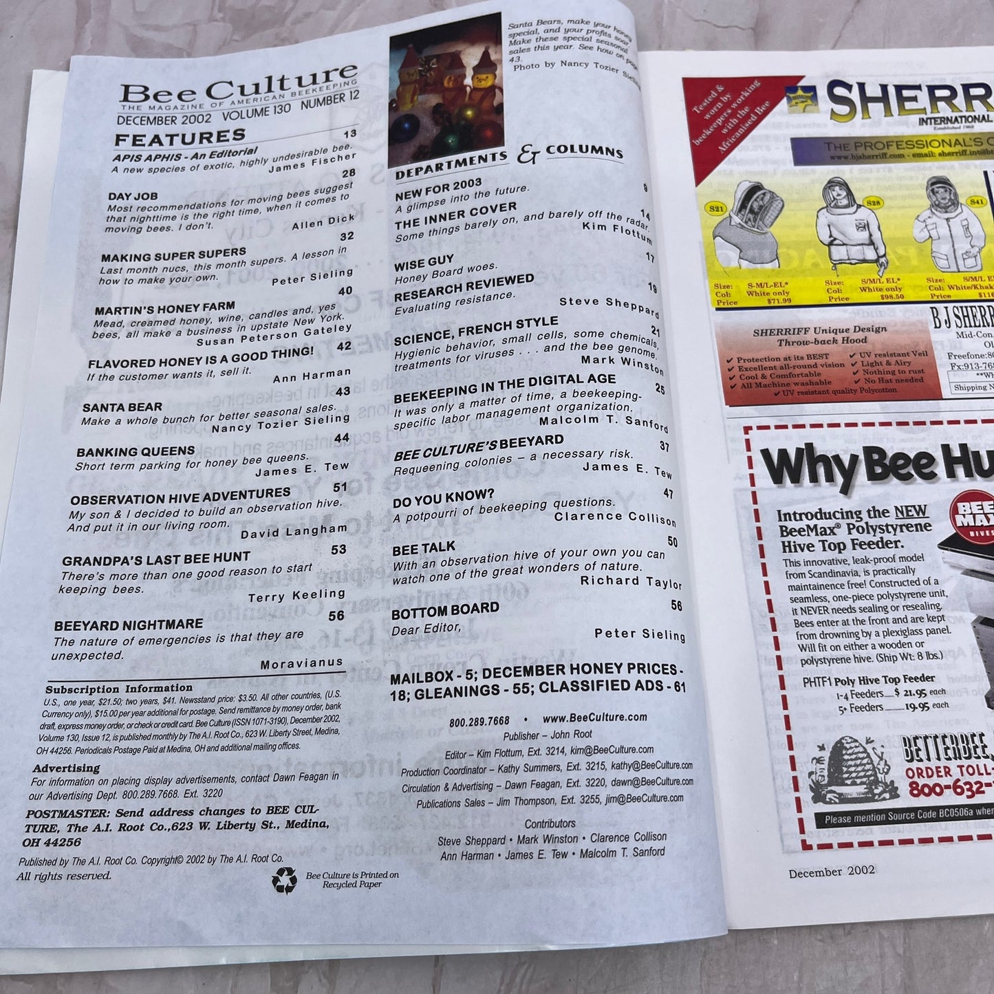 2002 Dec - Bee Culture Magazine - Bees Beekeeping Honey M32