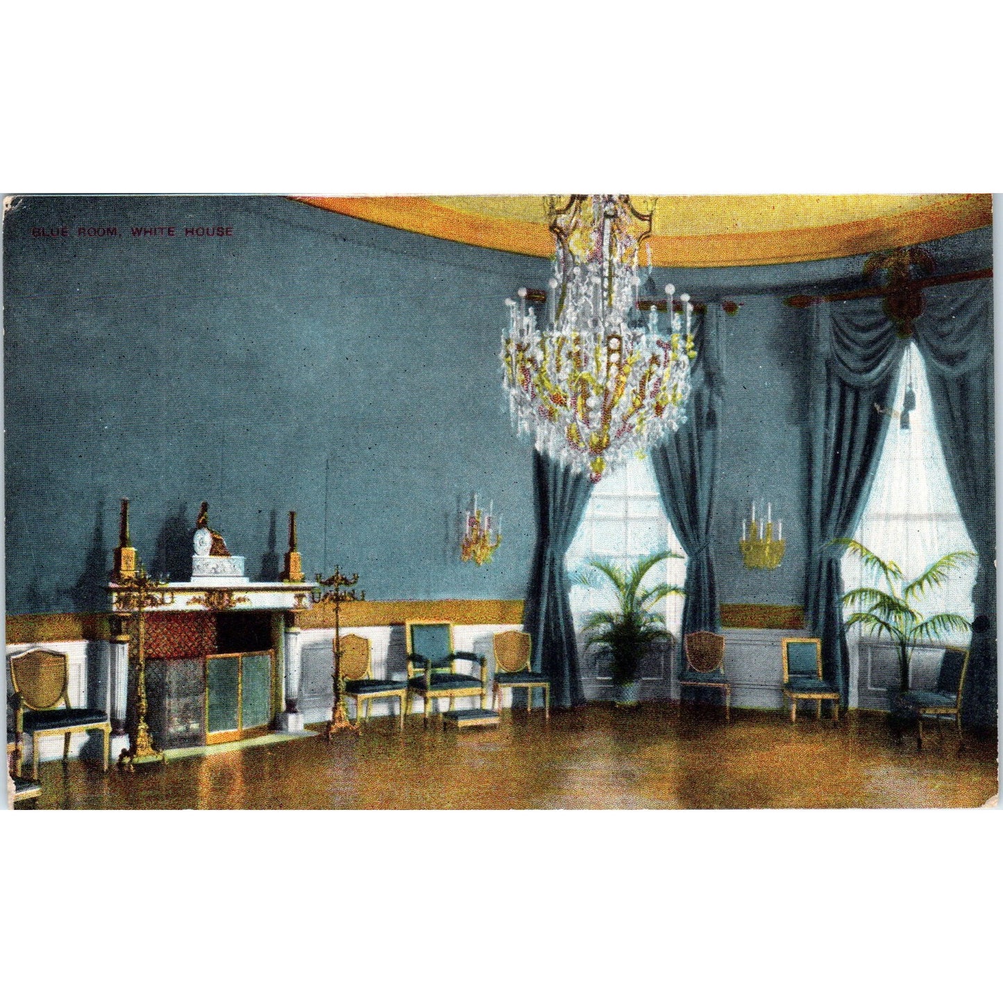 Blue Room, White House Washington DC Vintage Postcard PE6