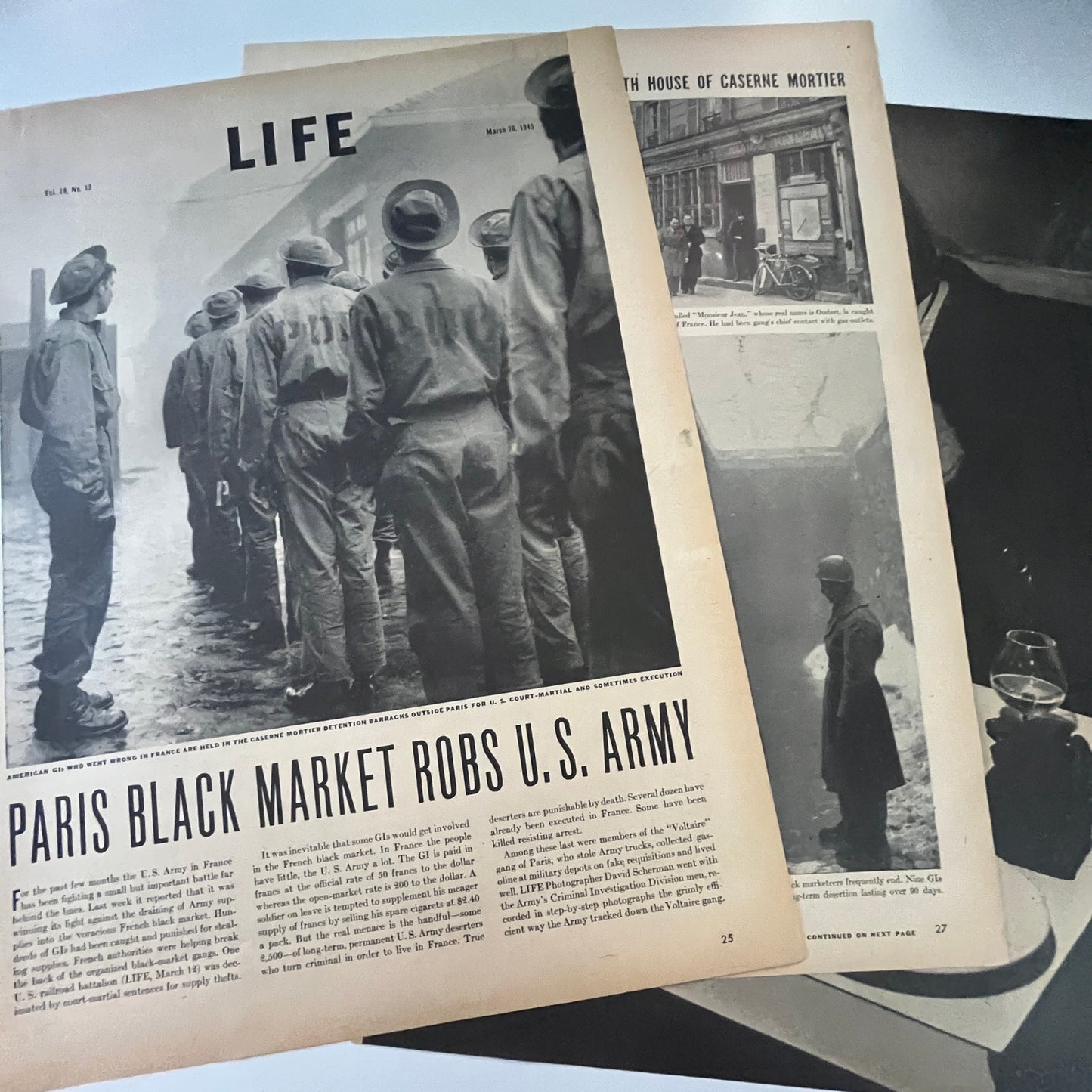 Paris Black Market Robs US Army 3 Pages 1940s WWII Era Article V29-5