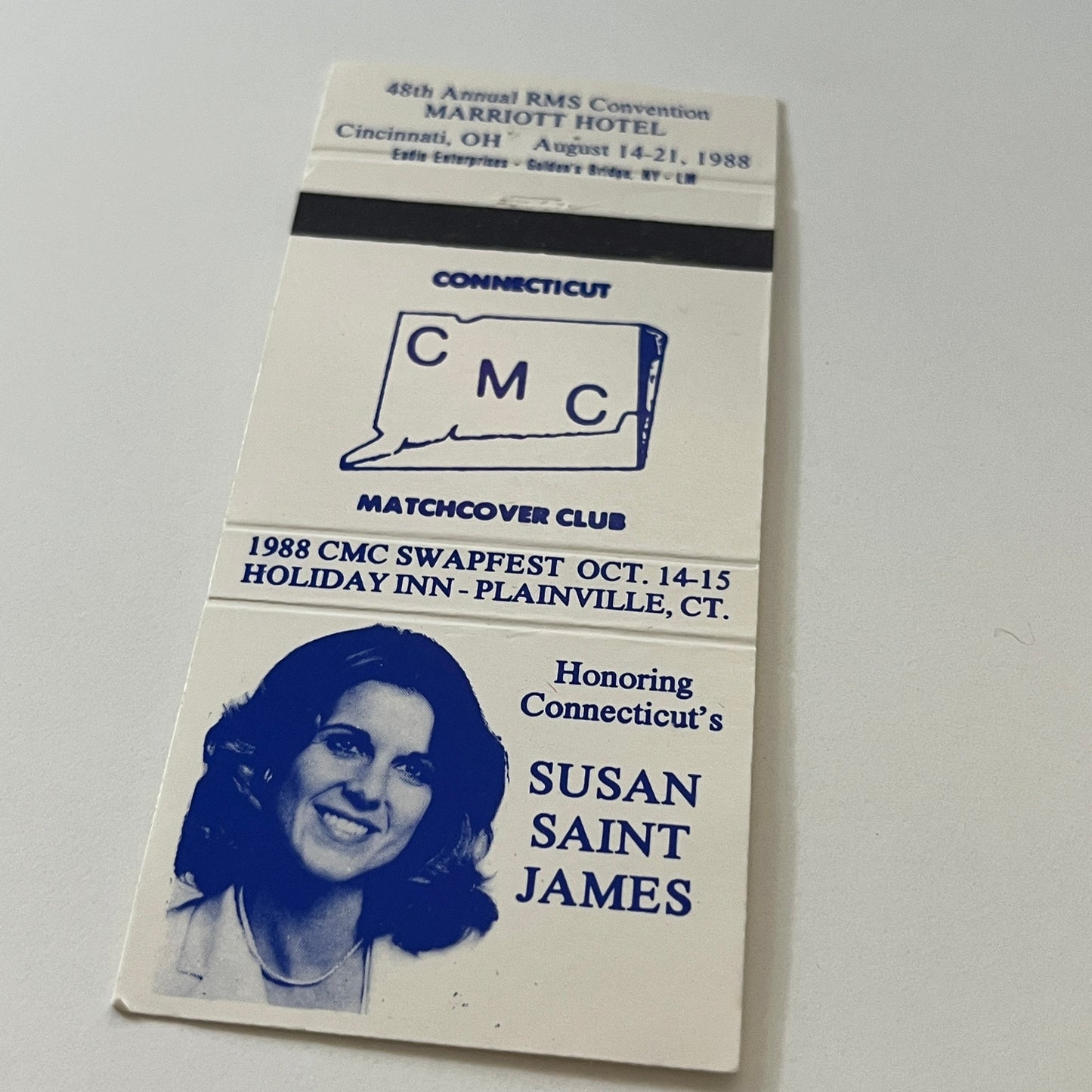 CMC Matchcover Club Honoring CT's Dustin Hoffman Vintage Matchbook TB6-MB2-6