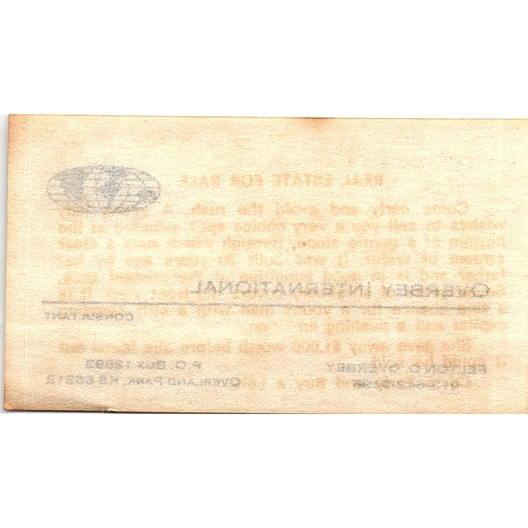 Felton O Overbey International Overland Park KS Vintage Business Card SC9-B2