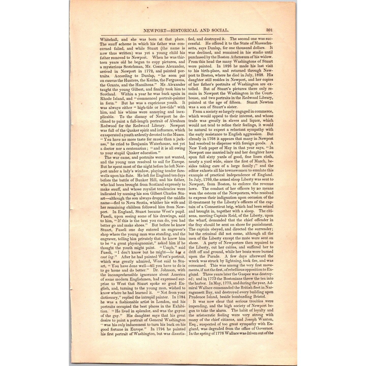 Newport Rhode Island Historical & Social Traveler- 15 Pages 1854 Article I19