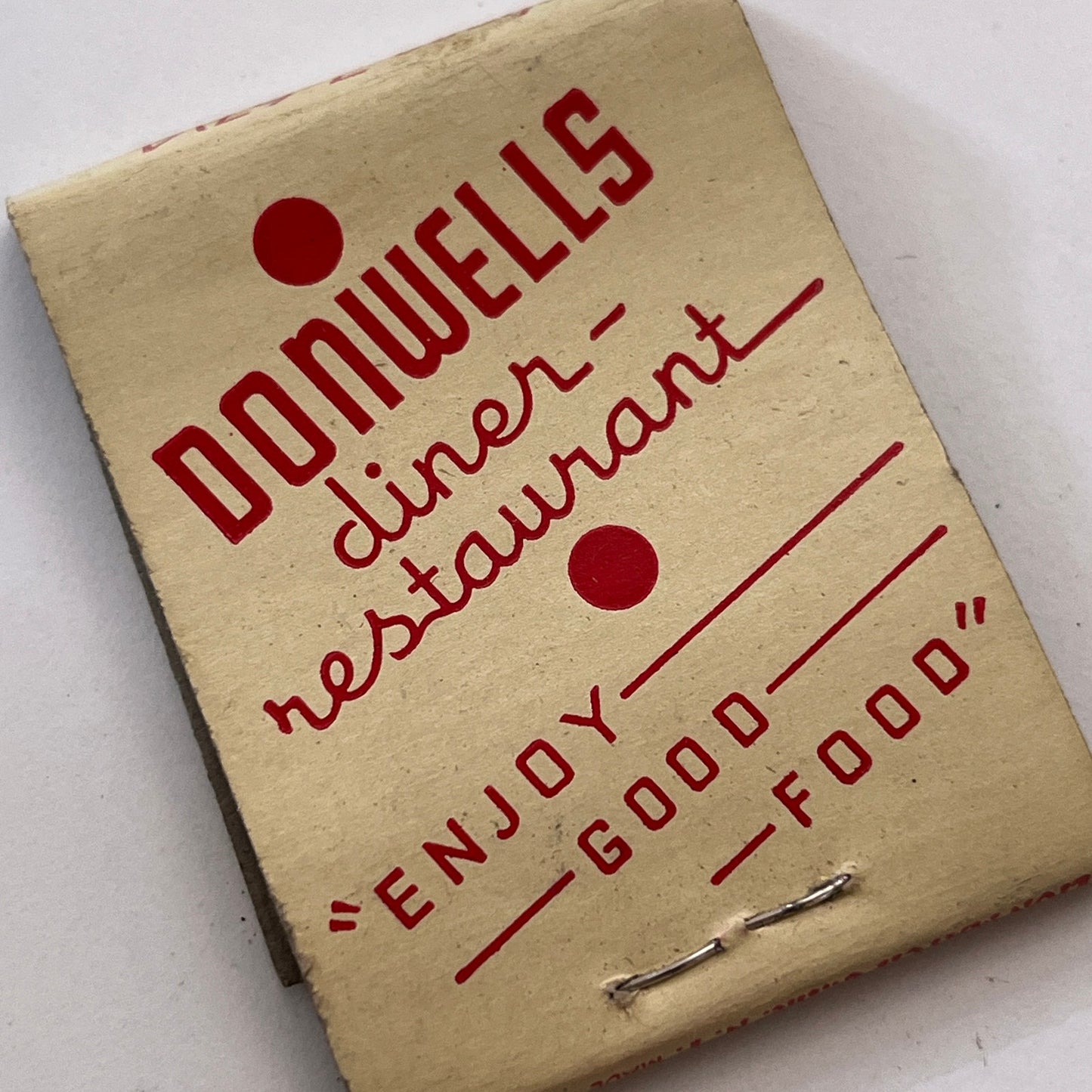Donwells Diner Restaurant Hartford CT Vintage Matchbook Cover TB8-MB3-1