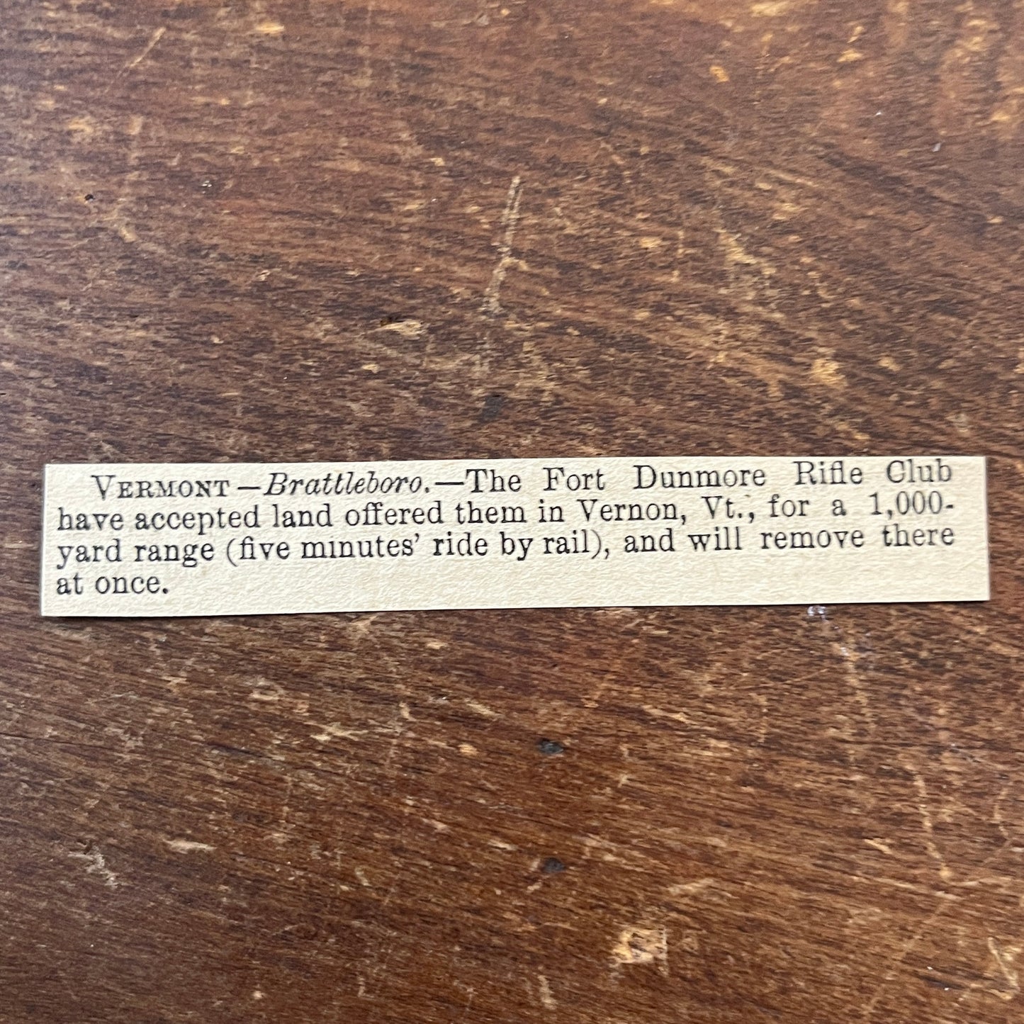 Nov 1878 Brattleboro VT Fort Dunmore Rifle Club Vernon VT Land 1878 Clip AG2-S17