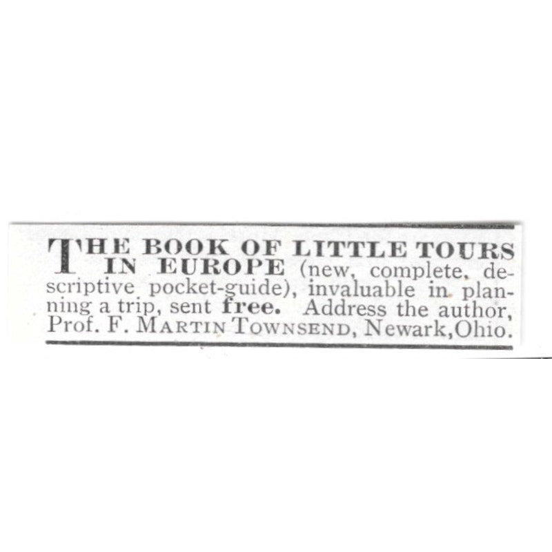 F. Martin Townsend Europe Tours Newark Ohio 1903 Ad AF8-S40