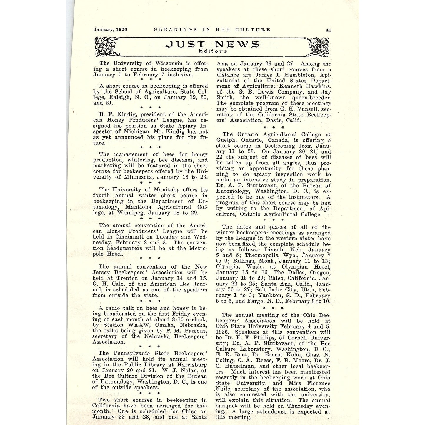 Gleaned by Asking Geo. S. Demuth 2 Page Beekeeping Article 1926 AG3-9