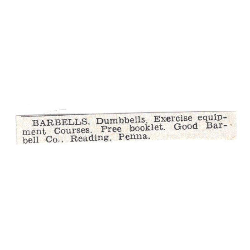 Barbells - Good Barbell Co Reading PA 1955 Ad AG1-S8