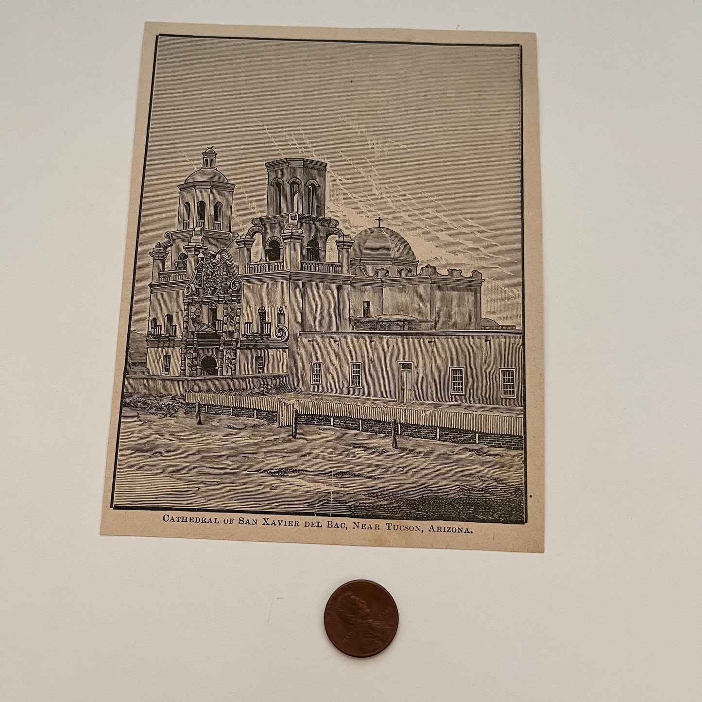 Cathedral of San Xavier Del Bac near Tucson, Arizona 1894 Art Engraving SAG4-8